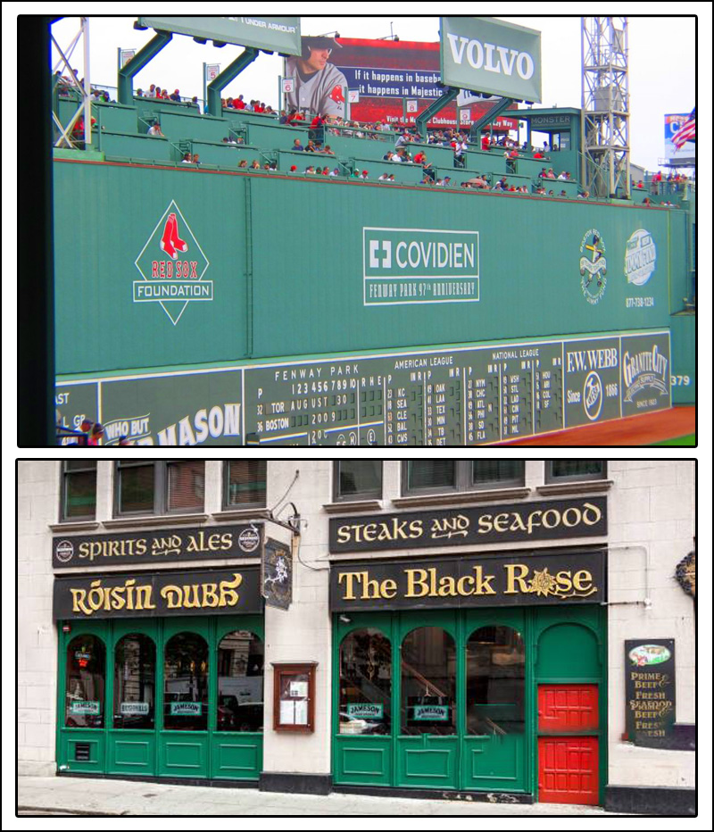 Boston Massachusetts landmarks the green monster the black rose Irish pub vacation tourist attraction