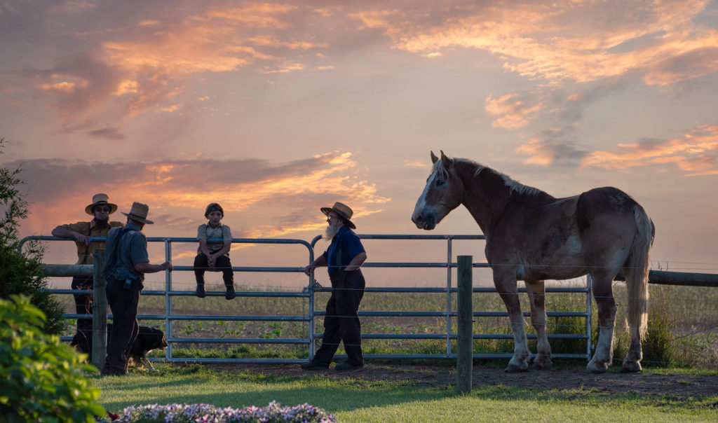 Amish farmers sunset image vacation tour travel motorcycle farm family photography horse picture