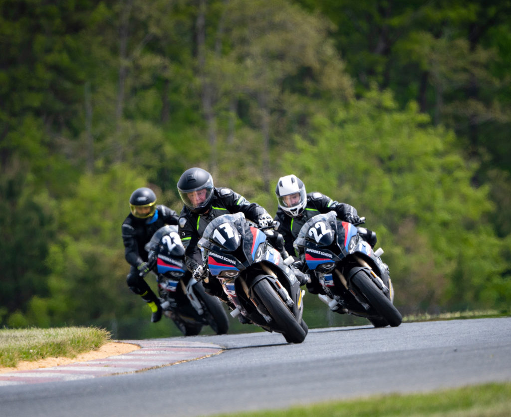 California Superbike School students on track at New Jersey Motorsports Park motorcycle road racing pics