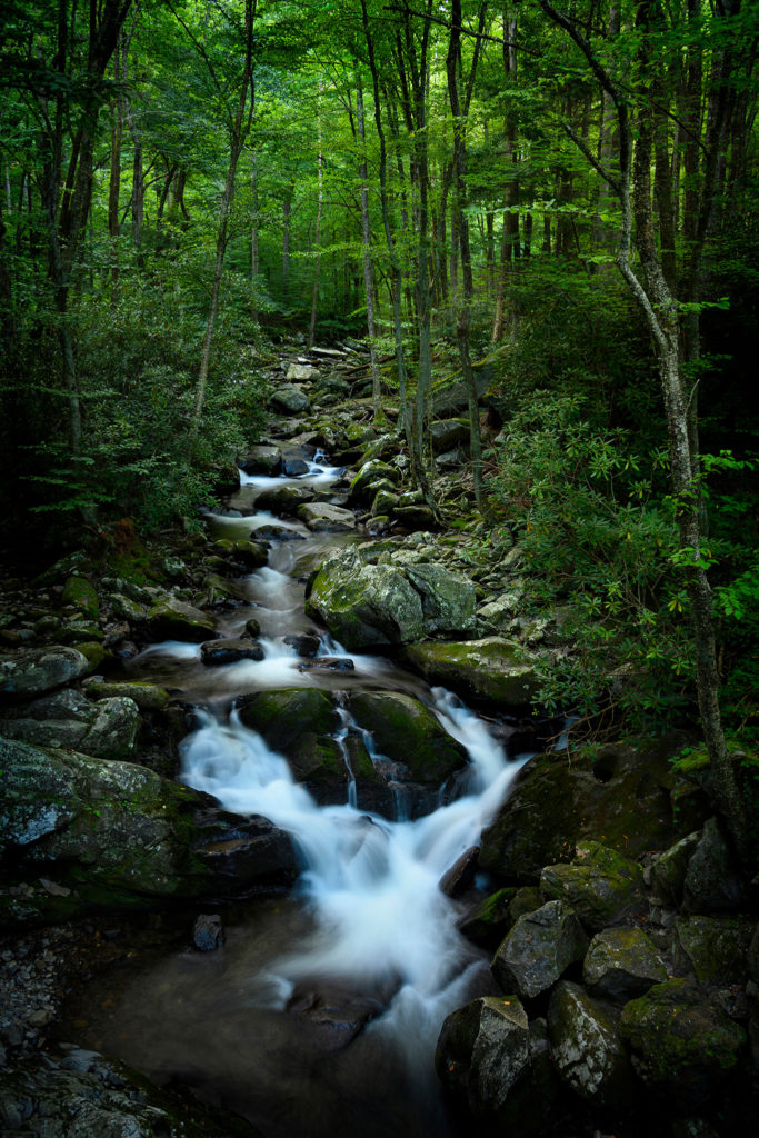 water rushing over rocks in great smoky mountains waterfall photos hiking adventure