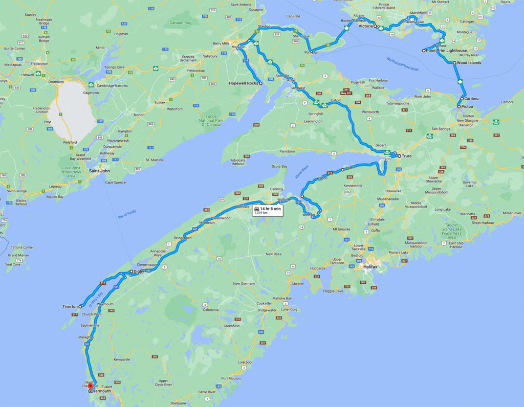 Nova Scotia road trip map