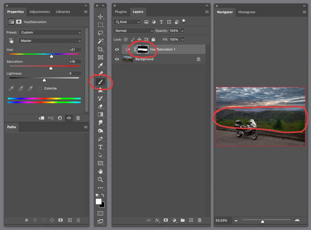 adjust hue and saturation in Photoshop