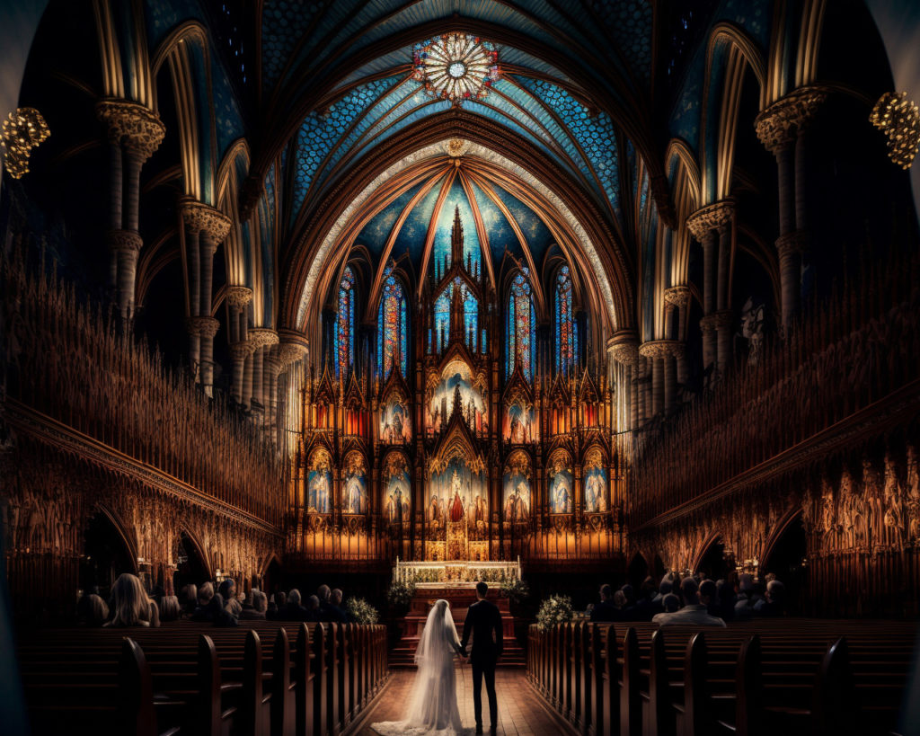 AI rendering of wedding ceremony